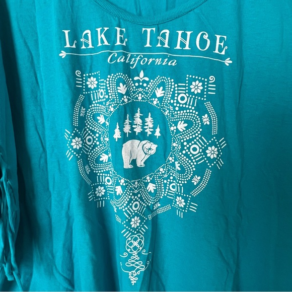 Vintage Lake Tahoe Fringe Cut Oversized Top - Picture 2 of 6